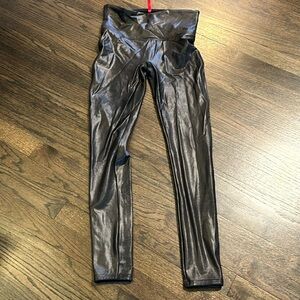 Spanx Black Faux Leather Leggings Medium M VGUC